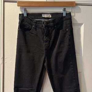 Free People Black Slim Straight Jeans - Clean Dark Wash